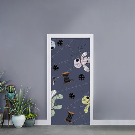 Cartoon Voodoo Doll Print Door Sticker