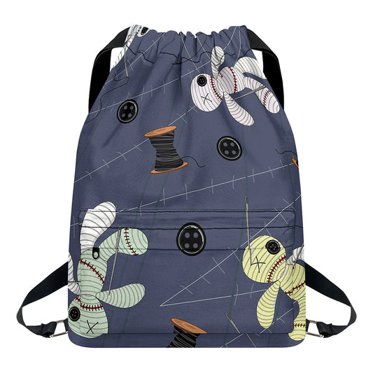 Cartoon Voodoo Doll Print Drawstring Backpack