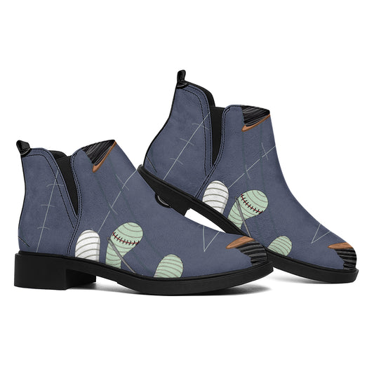 Cartoon Voodoo Doll Print Flat Ankle Boots