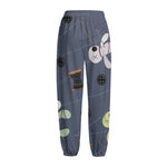 Cartoon Voodoo Doll Print Fleece Lined Knit Pants