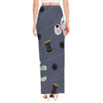 Cartoon Voodoo Doll Print High Slit Maxi Skirt