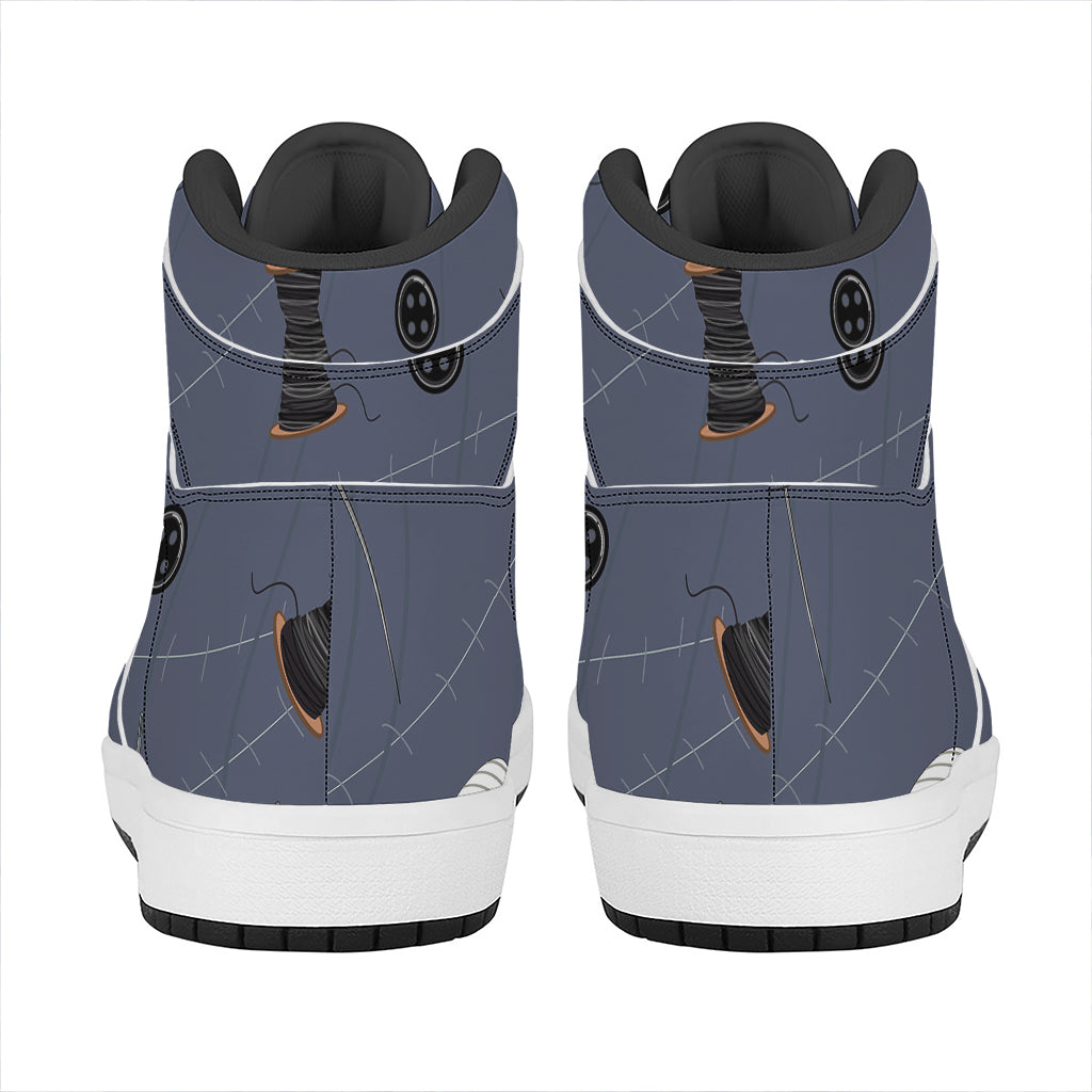Cartoon Voodoo Doll Print High Top Leather Sneakers