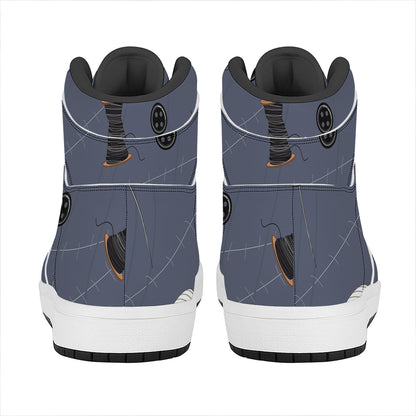 Cartoon Voodoo Doll Print High Top Leather Sneakers