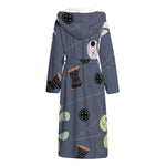 Cartoon Voodoo Doll Print Hooded Bathrobe
