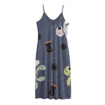 Cartoon Voodoo Doll Print Jersey Midi Cami Dress