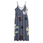 Cartoon Voodoo Doll Print Jersey Midi Cami Dress