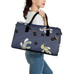 Cartoon Voodoo Doll Print Leather Duffle Bag