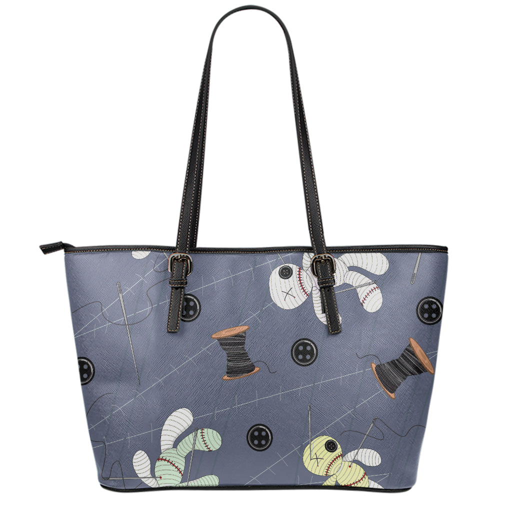 Cartoon Voodoo Doll Print Leather Tote Bag