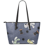 Cartoon Voodoo Doll Print Leather Tote Bag