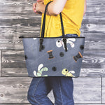 Cartoon Voodoo Doll Print Leather Tote Bag
