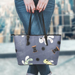 Cartoon Voodoo Doll Print Leather Tote Bag