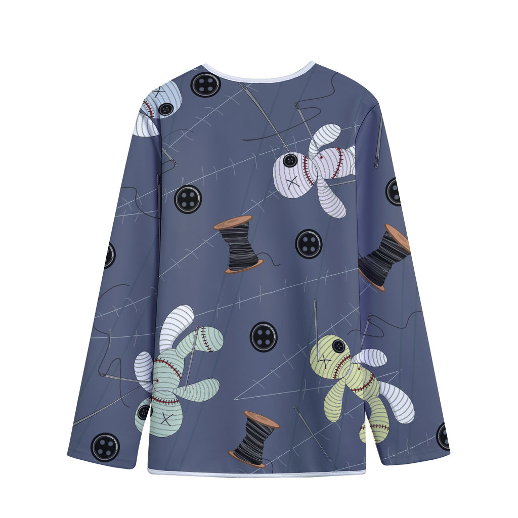 Cartoon Voodoo Doll Print Long Sleeve Short Coat