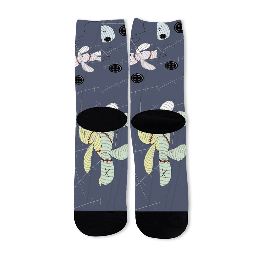 Cartoon Voodoo Doll Print Long Socks