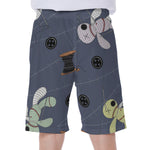 Cartoon Voodoo Doll Print Men's Beach Shorts