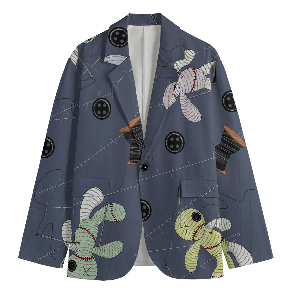 Cartoon Voodoo Doll Print Men's Blazer