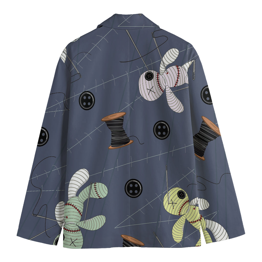 Cartoon Voodoo Doll Print Men's Blazer