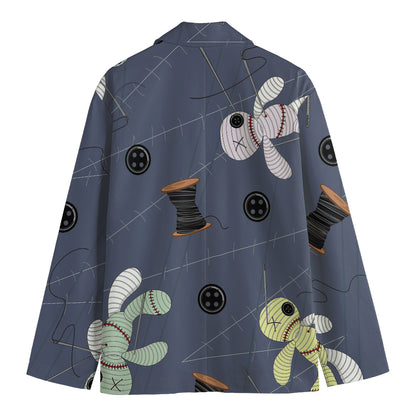 Cartoon Voodoo Doll Print Men's Blazer