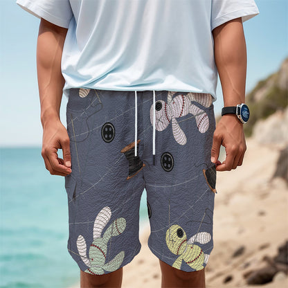 Cartoon Voodoo Doll Print Men's Cargo Shorts