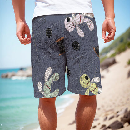 Cartoon Voodoo Doll Print Men's Cargo Shorts