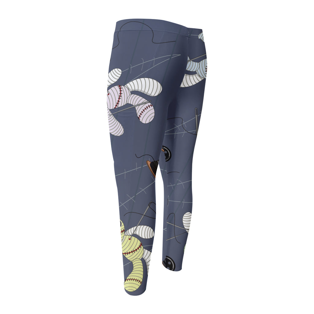 Cartoon Voodoo Doll Print Men's Compression Pants