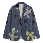 Cartoon Voodoo Doll Print Men's Cotton Blazer