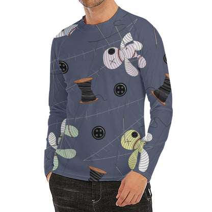 Cartoon Voodoo Doll Print Men's Long Sleeve Rash Guard