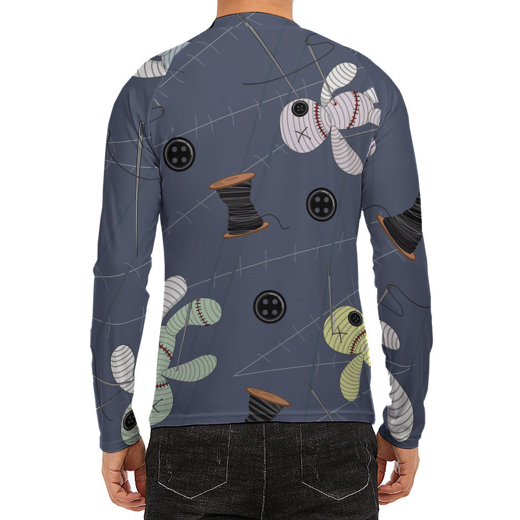 Cartoon Voodoo Doll Print Men's Long Sleeve Rash Guard