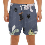 Cartoon Voodoo Doll Print Men's Split Running Shorts