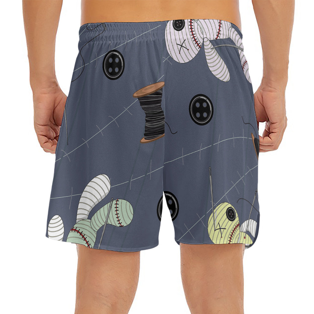 Cartoon Voodoo Doll Print Men's Split Running Shorts