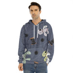 Cartoon Voodoo Doll Print Men's Velvet Pullover Hoodie