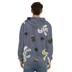 Cartoon Voodoo Doll Print Men's Velvet Pullover Hoodie