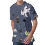 Cartoon Voodoo Doll Print Men's Velvet T-Shirt