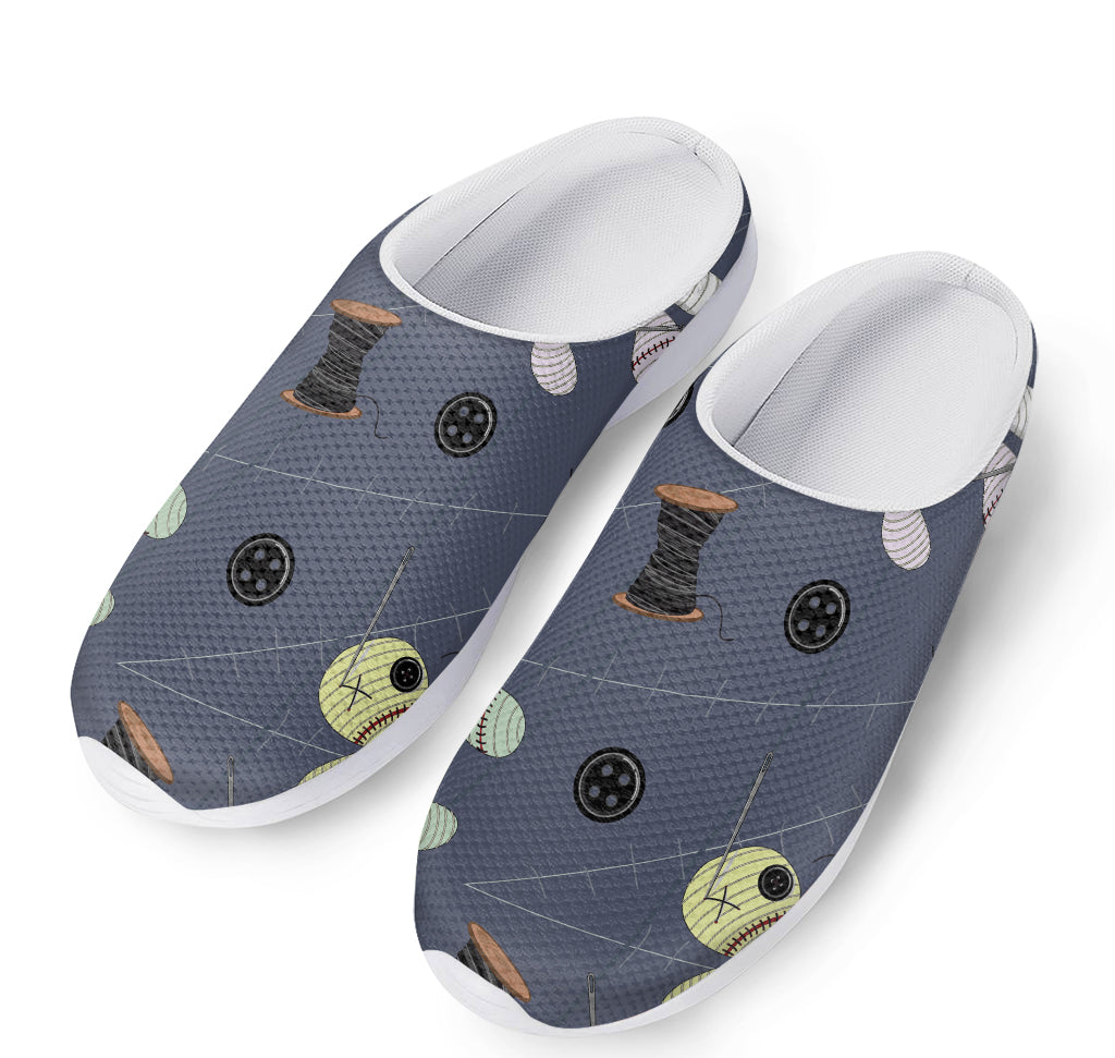 Cartoon Voodoo Doll Print Mesh Casual Shoes