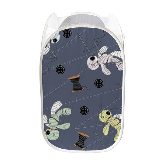 Cartoon Voodoo Doll Print Mesh Laundry Hamper