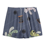 Cartoon Voodoo Doll Print Mesh Shorts