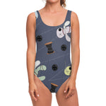 Cartoon Voodoo Doll Print One Piece Swimsuit