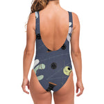 Cartoon Voodoo Doll Print One Piece Swimsuit