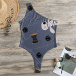 Cartoon Voodoo Doll Print One Shoulder Bodysuit