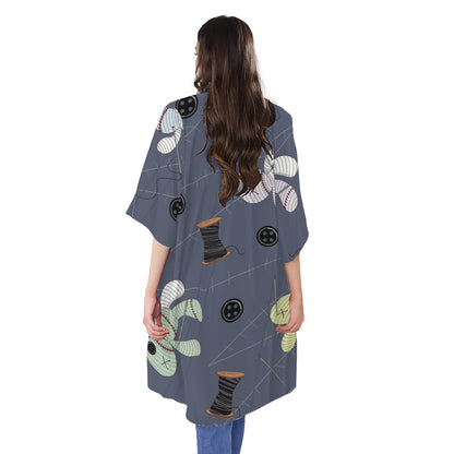 Cartoon Voodoo Doll Print Open Front Beach Cover Up