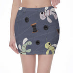 Cartoon Voodoo Doll Print Pencil Mini Skirt
