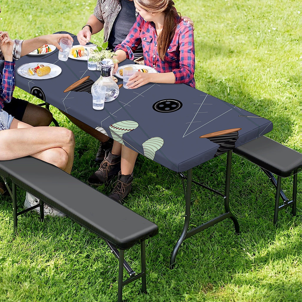 Cartoon Voodoo Doll Print Picnic Table Cover