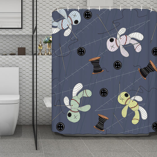 Cartoon Voodoo Doll Print Polyester Shower Curtain