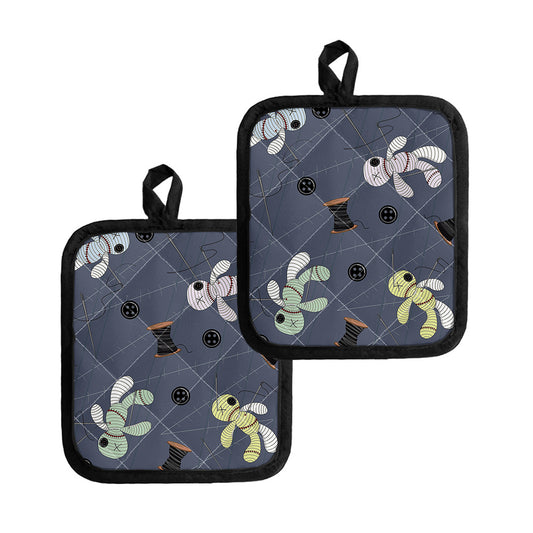 Cartoon Voodoo Doll Print Pot Holders