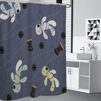Cartoon Voodoo Doll Print Premium Shower Curtain