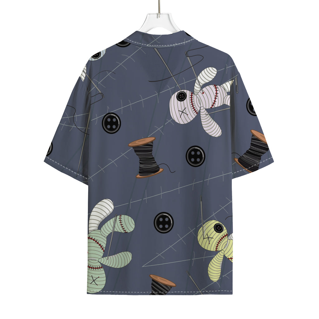 Cartoon Voodoo Doll Print Rayon Hawaiian Shirt