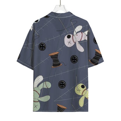Cartoon Voodoo Doll Print Rayon Hawaiian Shirt