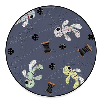 Cartoon Voodoo Doll Print Round Floor Mat