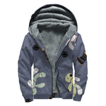 Cartoon Voodoo Doll Print Sherpa Lined Zip Up Hoodie