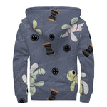 Cartoon Voodoo Doll Print Sherpa Lined Zip Up Hoodie