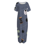 Cartoon Voodoo Doll Print Short Sleeve Long Nightdress